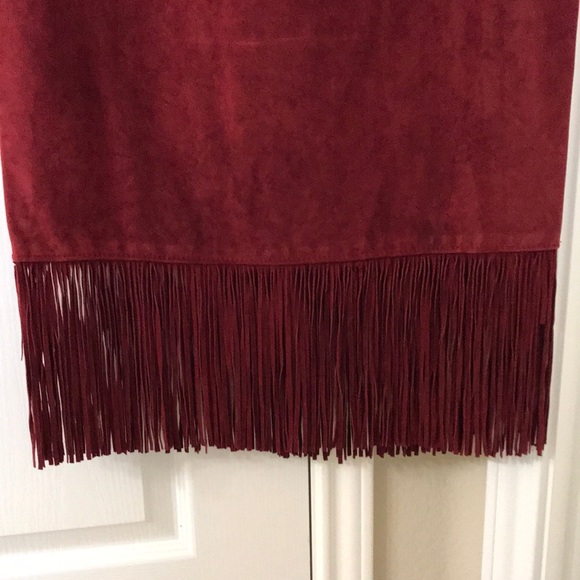 Cuir ZEBRA Suede leather Fringe Asymmetric Skirt - Picture 2 of 3